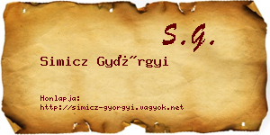 Simicz Györgyi névjegykártya